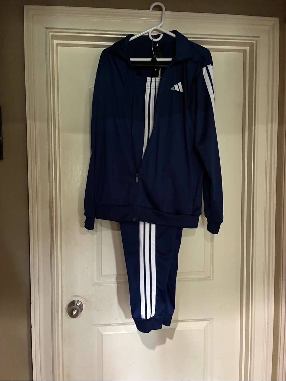 adidas Navy Blue Track Pants with White Stripe NWT